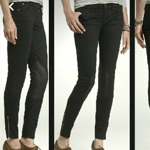 Jcrew Toothpick Riding Leather Patch Pant